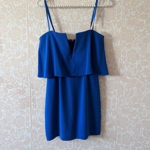 Cobolt Blue Strapless V Neck Romper Mini Dress
